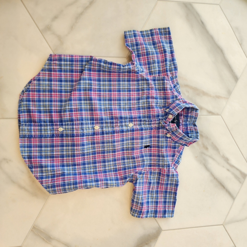 RALPH LAUREN BLUE LABEL, BOYS, SIZE 2T plaid short sleeve button-up shirt. - Picture 8 of 12